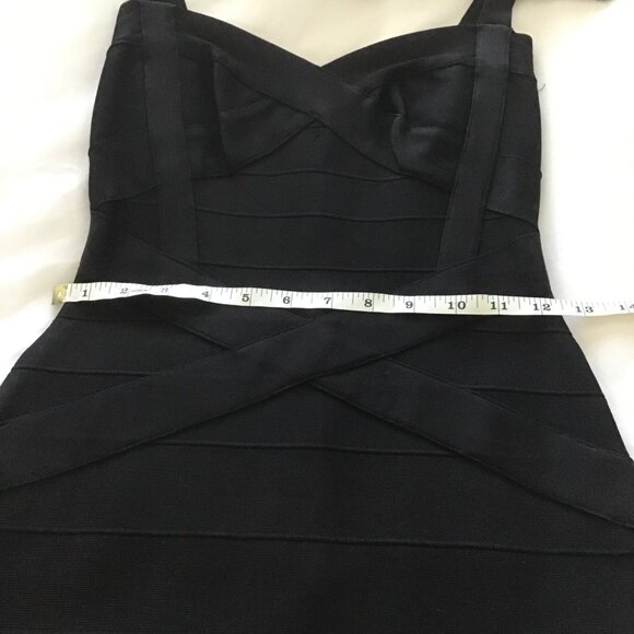 TOXIC ENVY BOUTIQUE-- WOMENS BLACK THICK STRETCHY MIDI BANDAGE DRESS SIZE LARGE - Picture 7 of 7